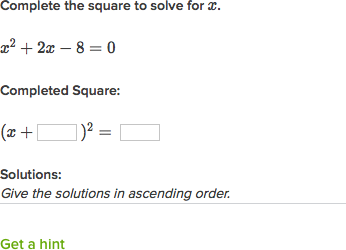 Completing The Square Intermediate Practice Khan Academy