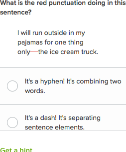 dashes and hyphens practice khan academy