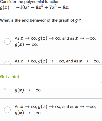 Polynomial End Behavior Chart