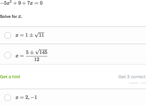 Solve Quadratic Equations With The Quadratic Formula Practice Khan Academy