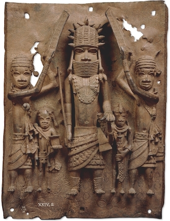 Brass plaque showing the Oba of Benin with attendants, 16th century, 51 x 37 cm, Edo peoples, Benin, Nigeria, © Trustees of the British Museum