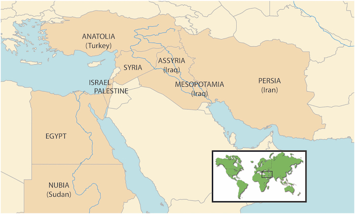 ancient middle east map with rivers