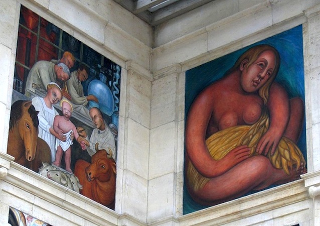Figures representing the diverse workforce on the northeast corner (detail), Diego Rivera, Detroit Industry murals, Detroit Institute of Arts, (photo: dfb, CC BY-NC-SA 2.0)