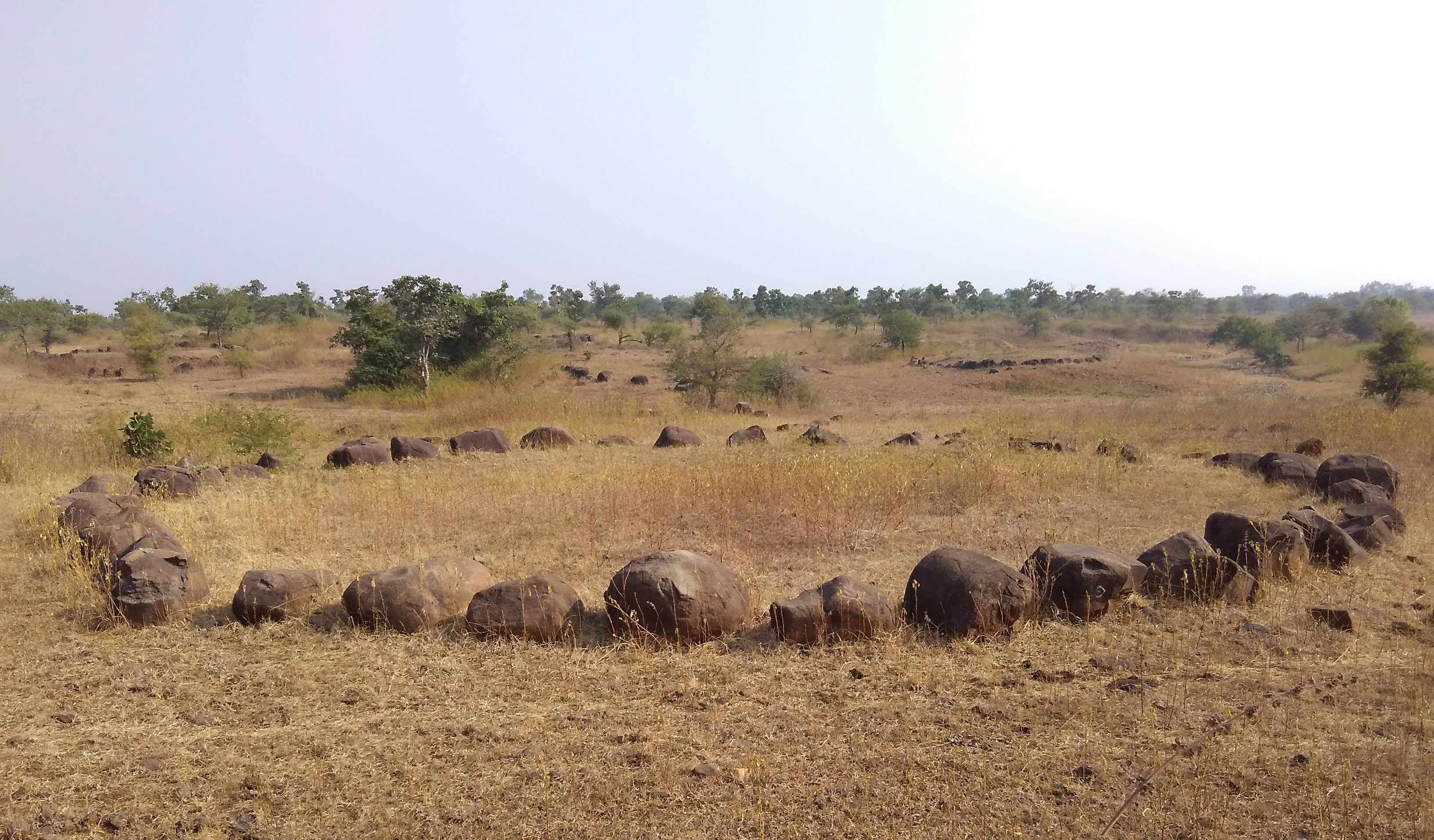 Stone circles at Junapani, Nagpur district, Maharashtra, 1000 B.C.E.–300 C.E. (photo: Kailash Mohankar, CC BY-SA 4.0)