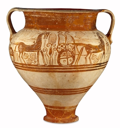 Pottery stemmed bowl decorated with a procession of riders in chariots, Mycenaean, about 1400-1300 B.C.E., 42 cm high, Cyprus © Trustees of the British Museum