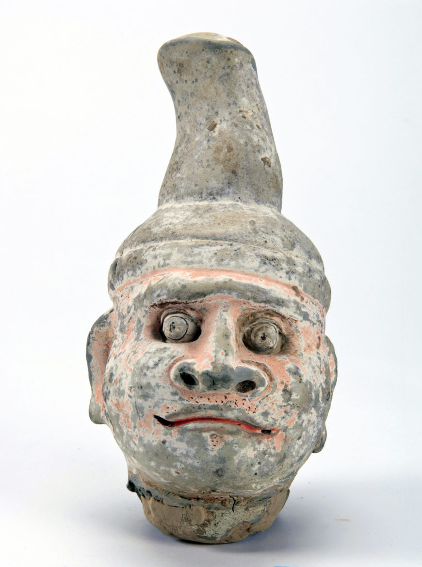 Head of a tomb figure of a Sogdian or Central Asian traveler, Tang dynasty, c. 700–c. 750, ceramic and paint, China, 7 1/2 x 3 9/16 x 4 3/4 in (Arthur M. Sackler Gallery, Smithsonian Institution, Washington, DC: The Dr. Paul Singer Collection of Chinese Art of the Arthur M. Sackler Gallery, Smithsonian Institution; a joint gift of the Arthur M. Sackler Foundation, Paul Singer, the AMS Foundation for the Arts, Sciences, and Humanities, and the Children of Arthur M. Sackler, S2012.9.3603)
