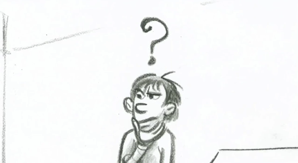 An illustration of a man thinking, with his hand on his chin and a question mark above his head.