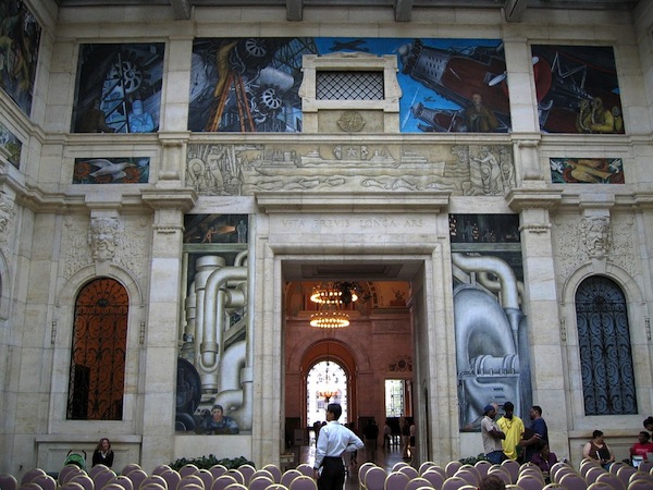 Bombs and planes on the west wall, symbolizing endings and last judgments (detail), Diego Rivera, Detroit Industry murals, Detroit Institute of Arts (photo: dfb, CC BY-NC-SA 2.0)
