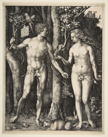 Albrecht Dürer, Adam and Eve, 1504, engraving (fourth state), 25.1 x 20 cm (The Metropolitan Museum of Art)