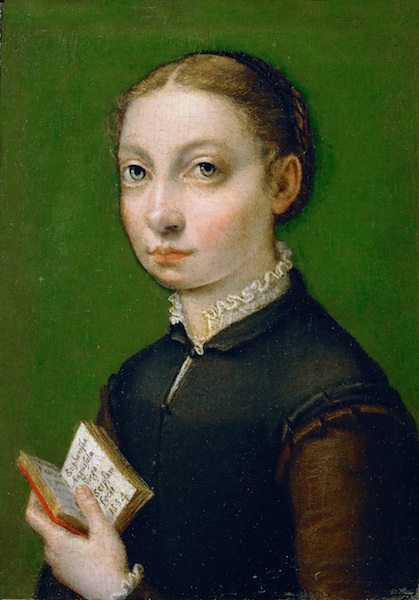 Sofonisba Anguissola, Self-Portrait, 1554, oil on poplar wood, 19.5 x 12.5 cm (Kunsthistorisches Museum, Vienna)