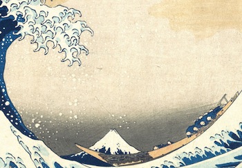 The Great Wave off Kanagawa by Hokusai on a Glass Cutting Board