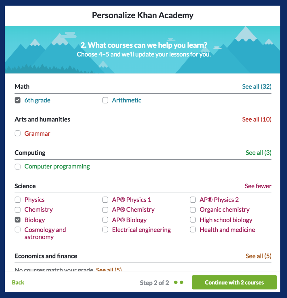 print khan academy assignments