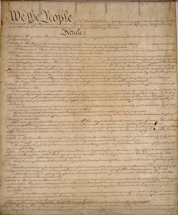 Image of the US Constitution. 