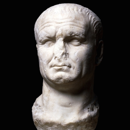Head from a marble statue of Vespasian, 70-80 C.E., from Carthage, northern Africa (The British Museum)