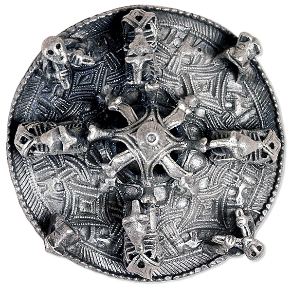 Viking Cloak Pin, gripping beast in Oseberg style, bronze