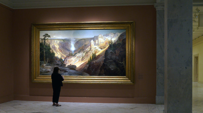 Thomas Moran, Grand Canyon of the Yellowstone, 1872, oil on canvas mounted on aluminum, 213 x 266.3 cm (Smithsonian American Art Museum, Lent by the Department of the Interior Museum, L.1968.84.1)