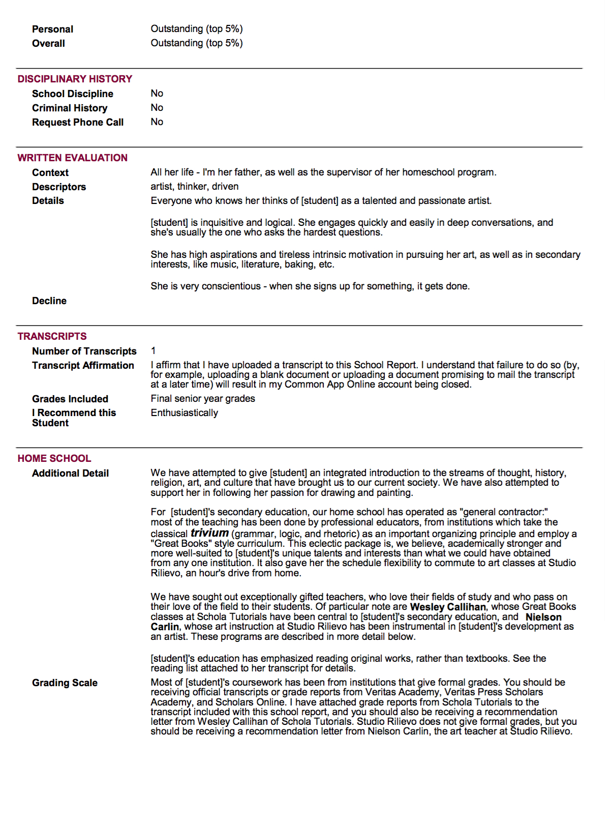 Homeschool Transcripts Template Free