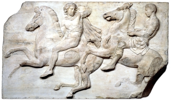 パルテノン神殿西側フリーズの騎馬像（アテネ、アクロポリス、紀元前438-432年頃、大英博物館）