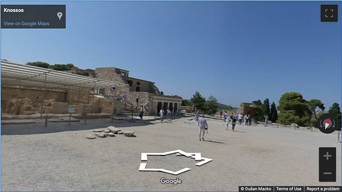 Google Street View of the central court at Knossos.