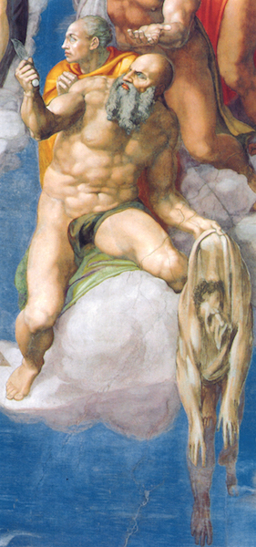 St. Bartholomew  (detail), Michelangelo, *Last Judgment*, Sistine Chape, fresco, 1534-1541 (Vatican City, Rome)