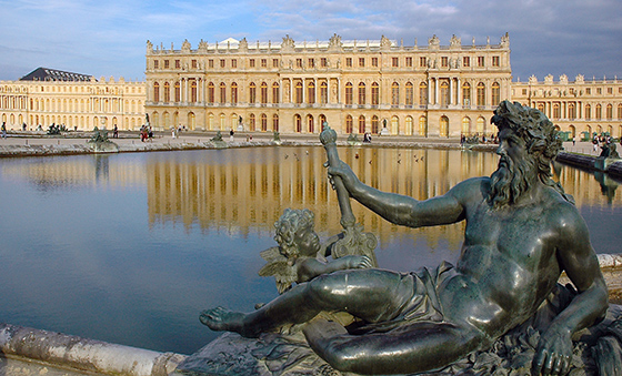 Louis XIV at Versailles. From one of the twelve tapestri…