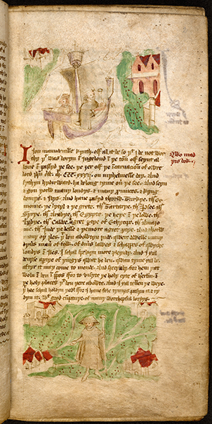 The Travels of John Mandeville purports to tell the story of one John Mandeville, a knight from St Albans in the south of England, who set of on a journey to the Holy Land and on to Asia and Africa in 1332. In fact Mandeville never existed and the account is a strange and fantastical description of a world away from Europe. Explore this item further