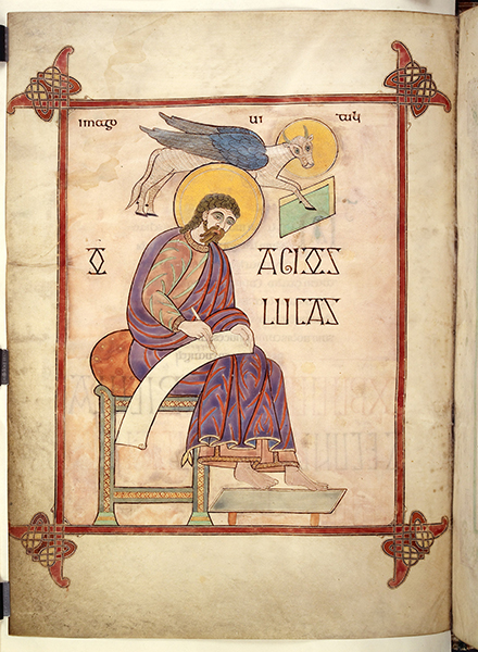 Lindesfarne Gospels, St. Luke, portrait page (137v) (British Museum)