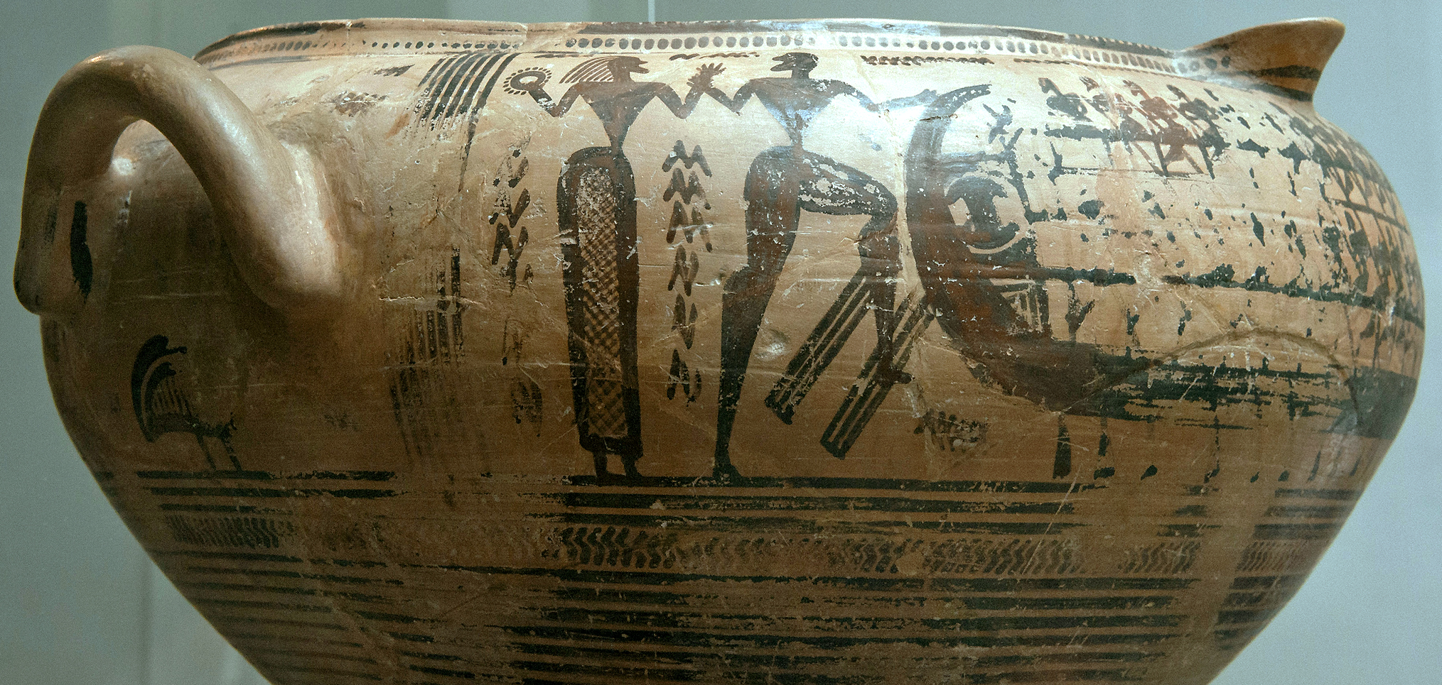 Late Geometric Attic spouted krater (vessel for mixing water and wine)