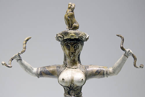 Minoan Snake Goddess Figurine Museum Copy Plaster Cast Sculpture
