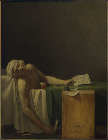 Jacques-Louis David, Marat Assassinated, 1793, oil on canvas, 165 x 64.96 cm (Royal Museum of Fine Arts of Belgium)