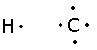 Representación de Lewis de los átomos de hidrógeno y carbono.