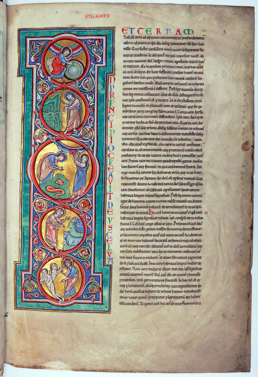 Creation scenes feature in this copy of Josephus’s Antiquitates and The Jewish Wars, 1171–1180 (BnF, Latin 16730, f. 3r)