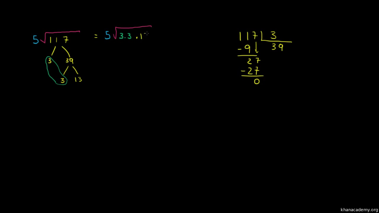 Simplificar expressões de raiz quadradada: sem variáveis - Khan Academy em  português (7º ano) 