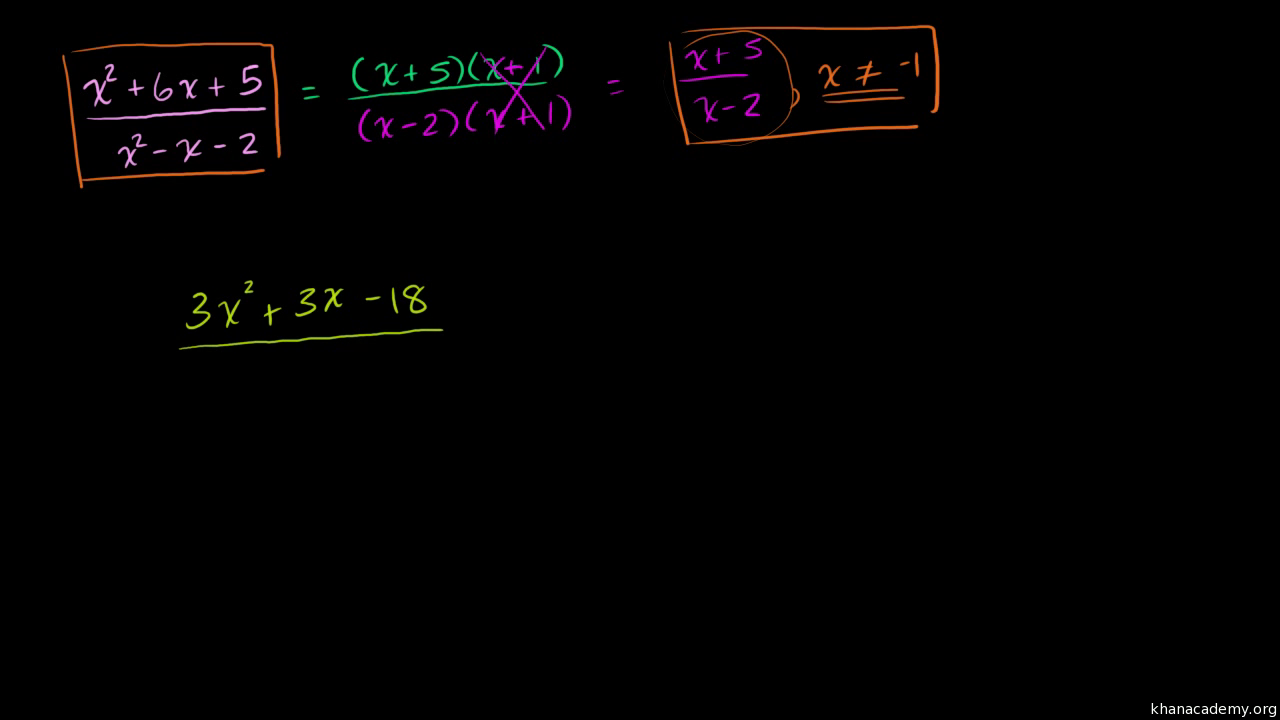 Reducing Rational Expressions To Lowest Terms Video Khan Academy