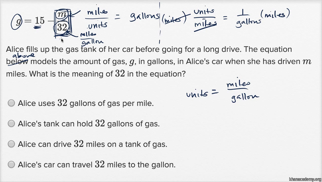 Interpreting Linear Functions Harder Example Video Khan Academy