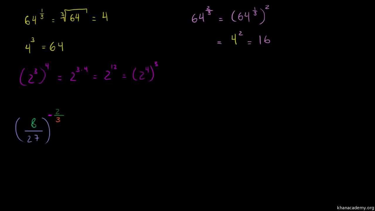 1/2 Elevado A 1 Cálculo de expoentes fracionários (vídeo) | Khan Academy