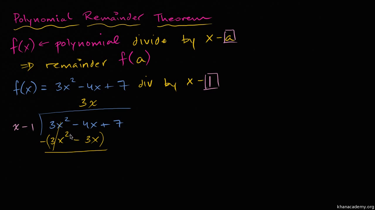 Intro To The Polynomial Remainder Theorem Video Khan Academy