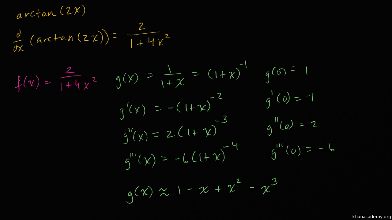 Power Series Of Arctan 2x Video Khan Academy