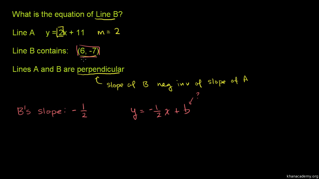 Writing equations of perpendicular lines