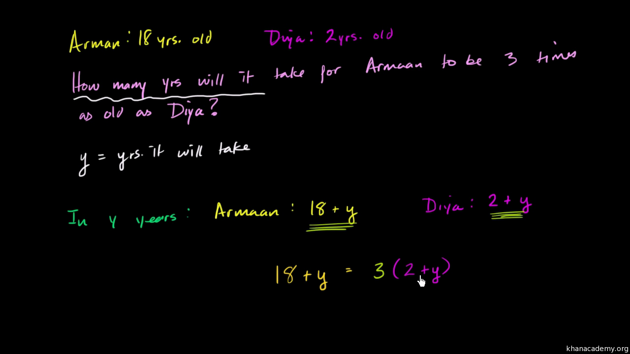 Age Word Problem Arman Diya Video Khan Academy