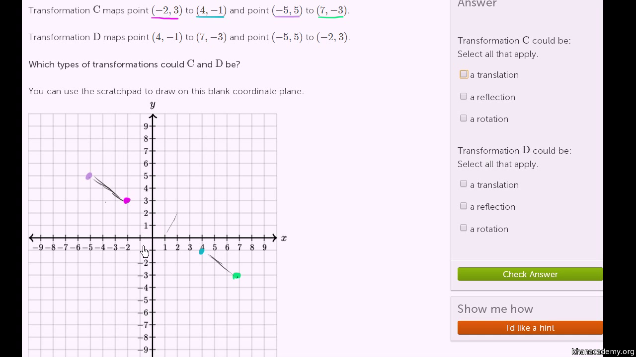 Transformations  Geometry (all content)  Math  Khan Academy With Translations Reflections And Rotations Worksheet
