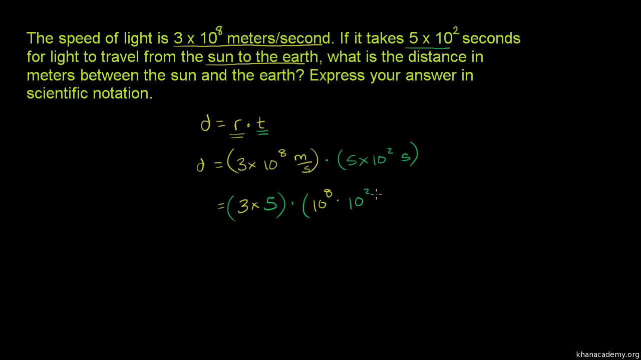 Scientific notation word problem: speed of light With Scientific Notation Word Problems Worksheet