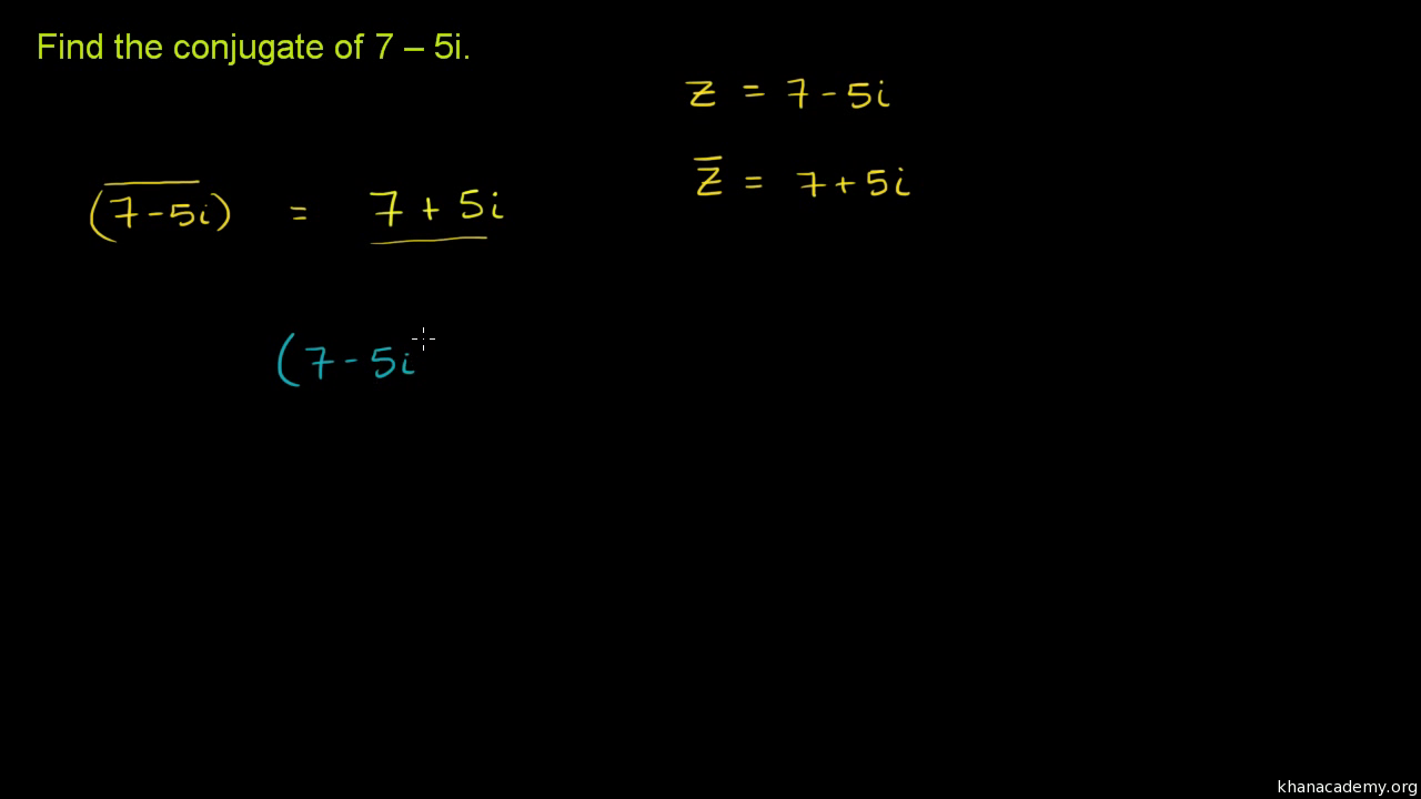 Complex Number Conjugates Video Khan Academy