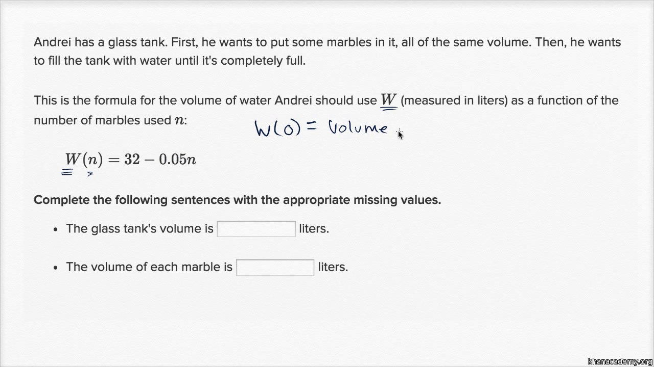 Linear equations word problem: marbles Throughout Linear Functions Word Problems Worksheet