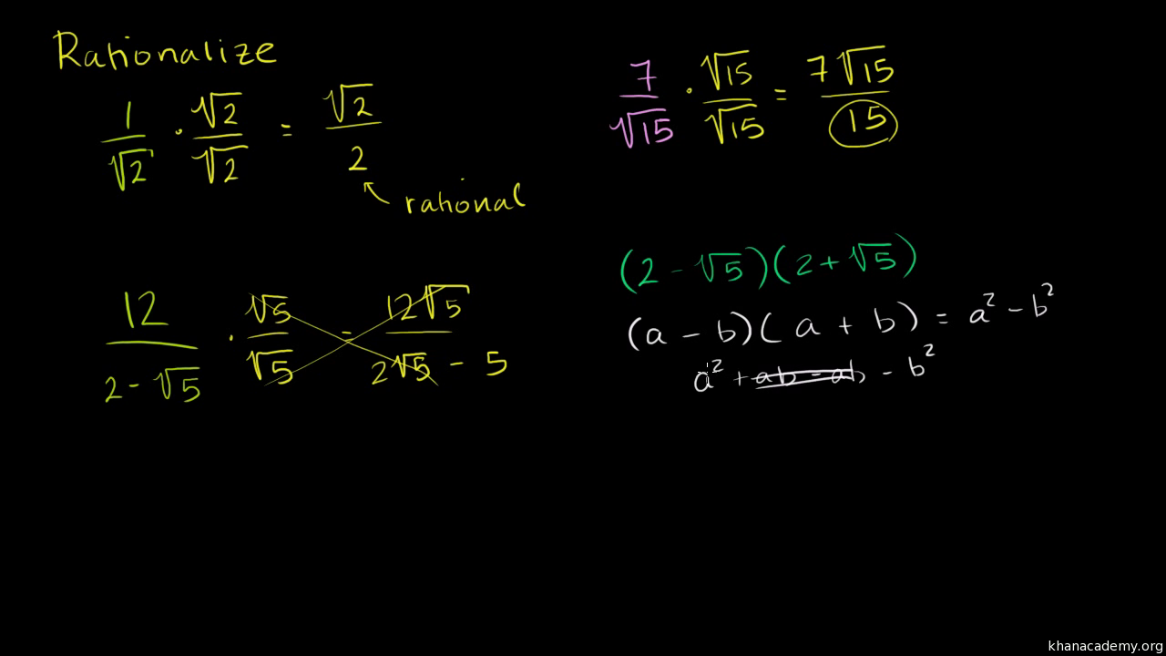 Intro To Rationalizing The Denominator Algebra Video Khan Academy