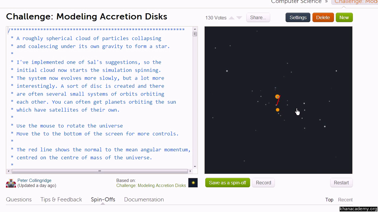 Accreting Mass Due To Gravity Simulation