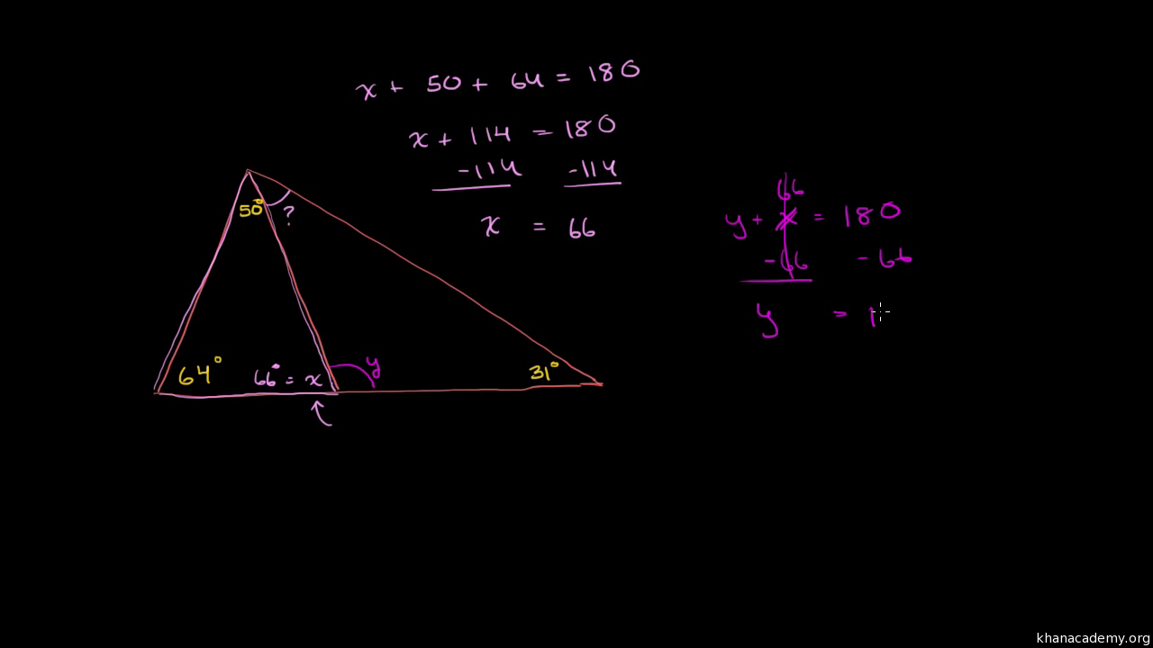 Triangle Exterior Angle Example Video Khan Academy