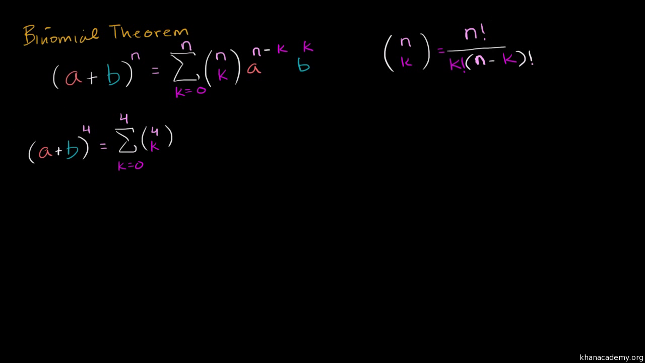 Intro To The Binomial Theorem Video Khan Academy