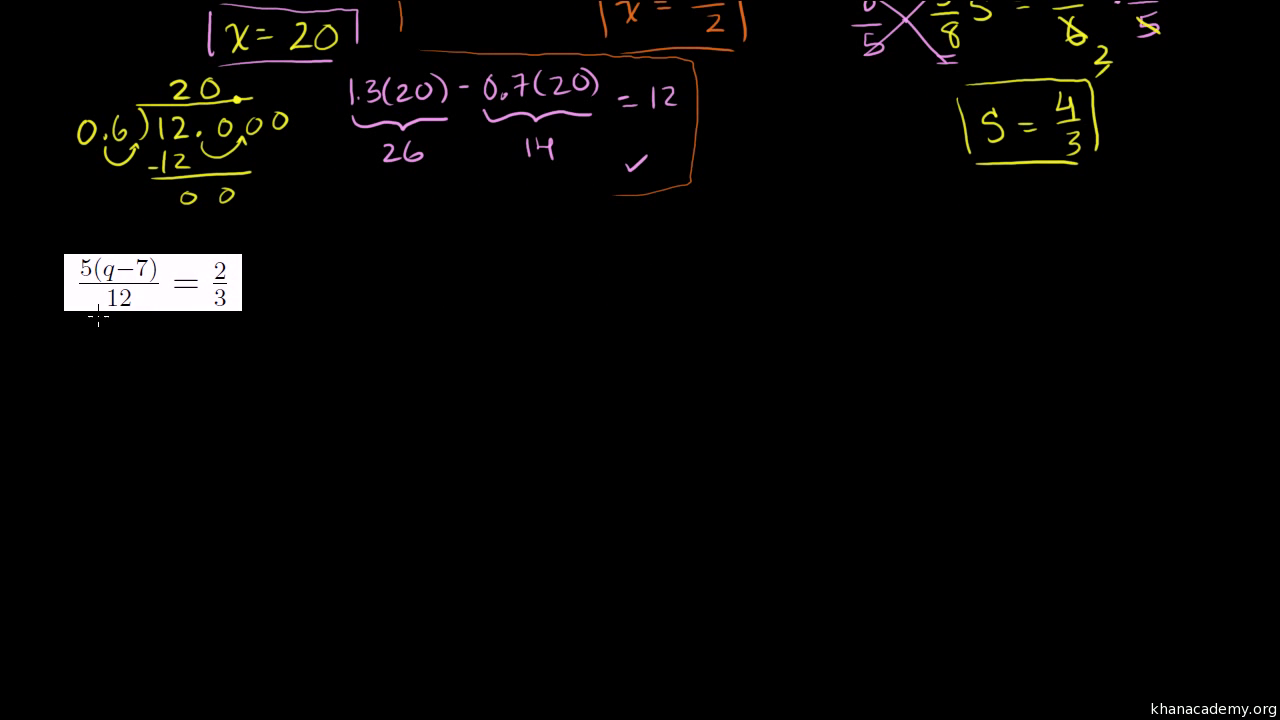 Two-step equations with decimals and fractions (video)  Khan Academy With Regard To One Step Equations Worksheet Pdf