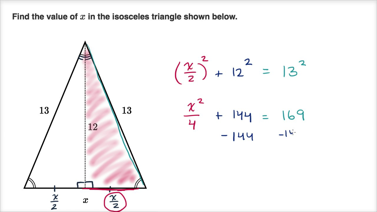Pythagorean theorem with isosceles triangle (video)